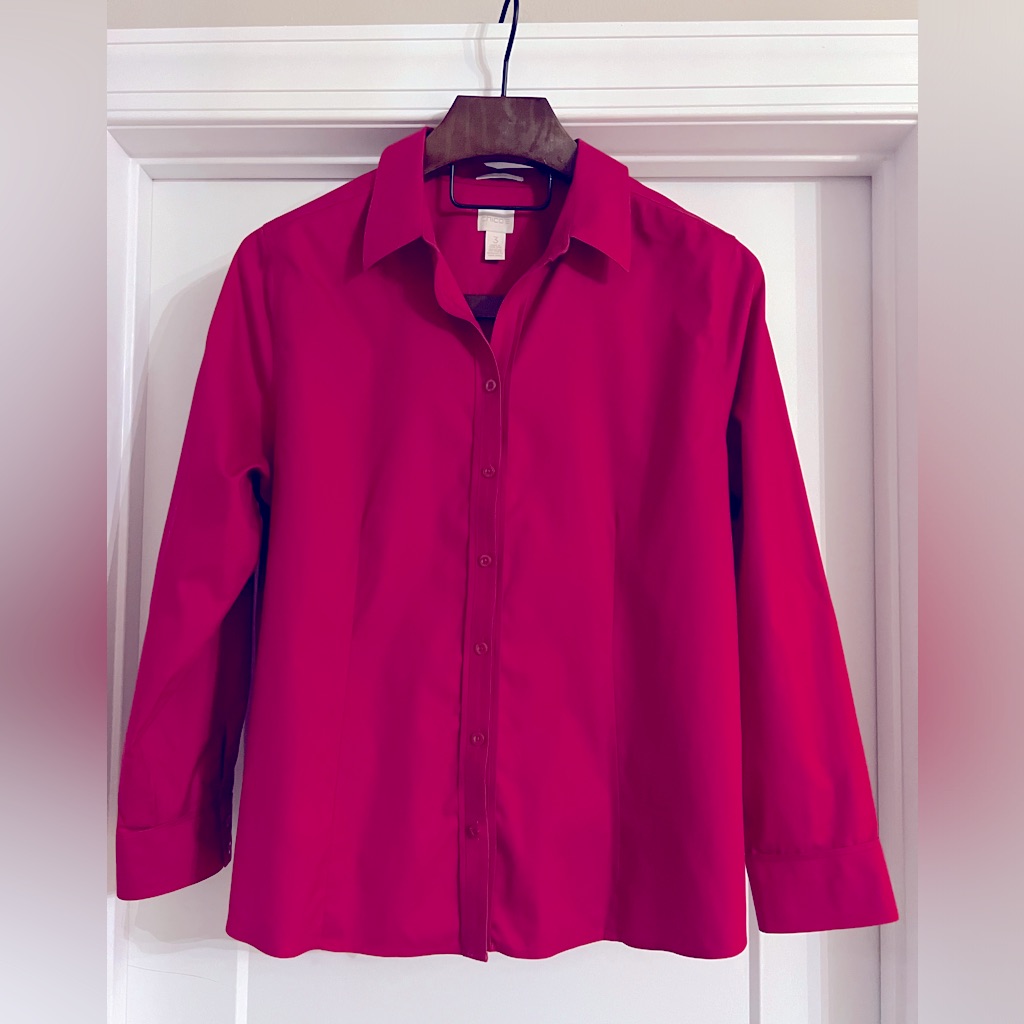 Chicos Size 3 Raspberry Blouse Long Sleeve Xl